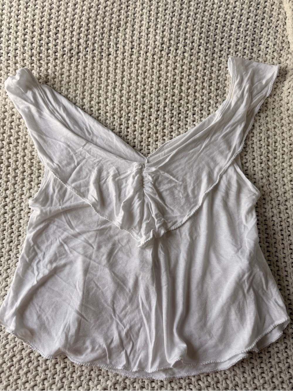 Forever 21 White Ruffle V-Back Camisole